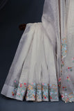 Organza saree in white with embroidered border