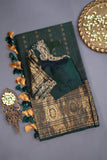 Elegant Gadwal Kanchi saree in beautiful emerald green shade