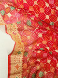 Red & Peach shaded Bandini Georgette saree