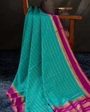 Mysore crepe silk saree in a lovely color combo of teal and magenta