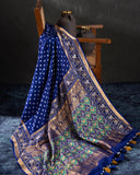 A beautiful blue saree - Bandini Crepe with Patola