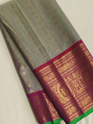 Light grey Gadwal Kanchi saree