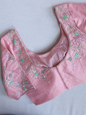 Light pastel blue pure organza saree with all over work