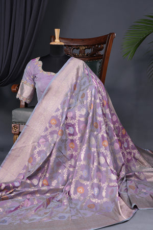 Beautiful Banarasi Silk Saree in a unique shade of lavender