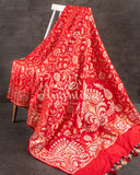 Red Banarasi Saree with gold and silver weaving