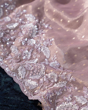 Brocade tissue georgette sarees with intricately embroidered border