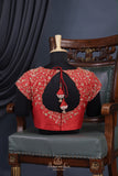 The most trending red and black mysore crepe silk saree