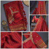 Ravishing mysore crepe silk saree in red