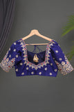 Royal Blue blouse with intricately designed hand work