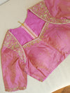 Pure tissue saree with hand painted floral appliq work