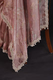 Onion pink organza tissue saree