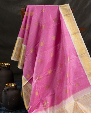 Kanjeevaram saree in a lovely shade of baby pink and off white pastels