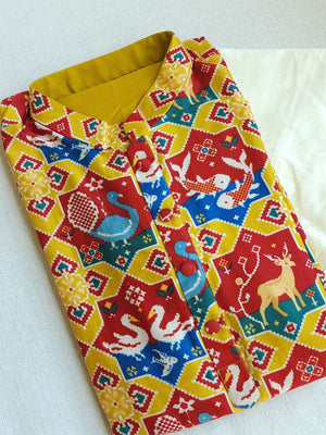 Patola silk kurta in a lovely shade of yellow and red