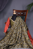 Bandini Gharchola in a lovely olive green shade with kalamkari pallu
