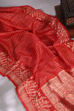 Elegant Raw Mango Pattu saree in a stunning red and white combo