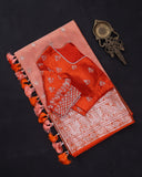 Beautiful peach and orange Venkatagiri pattu saree