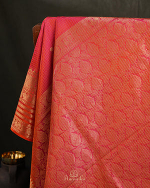 Kanchi soft silk saree in peach pink