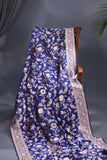 Banarasi Katan Silk saree in a royal blue shade