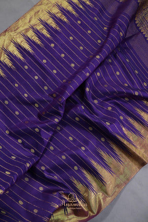 Gadwal saree in royal purple hue