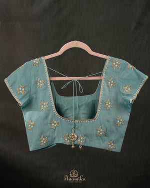 Pure tusser silk saree - pearl work elegance