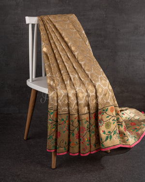 Golden Kota Silk Saree with a beautiful paithani border saree