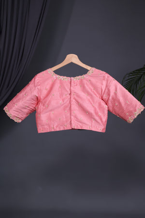 Banarasi Kora Jamdaani in soft blush pink