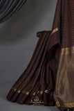 Rich chocolate brown shade mysore crepe silk saree