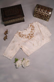Chikankari blouse with ruffles pattern neckline