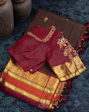 Vintage Kanjeevaram in a lovely brown and red combo