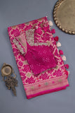 Pink Banarasi Georgette saree with a stunning work blouse