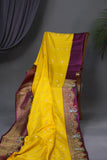 Yellow and Purple Gadwal Saree