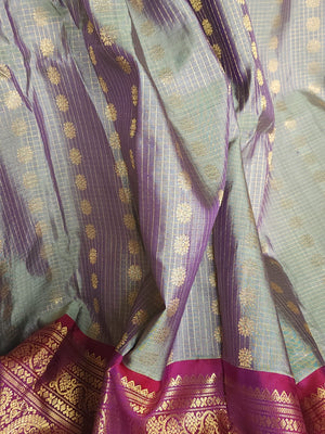 Light grey Gadwal Kanchi saree