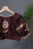 Timeless Gadwal saree with floral appliqué work