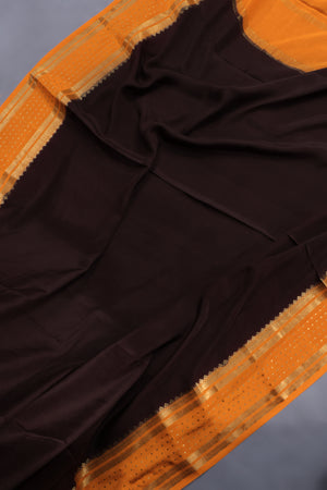 Mysore crepe silk saree in a lovely brown and light orange combo