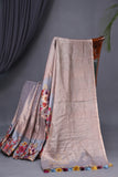 Pastel Blue Bloom Tissue Silk Saree