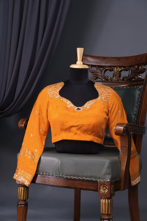 Mysore crepe silk saree in a lovely brown and light orange combo
