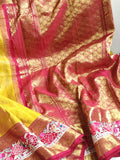 Mustard kanjeevaram saree in mustard with thread work border