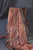 Banarasi tissue saree in luxurious rose gold shade