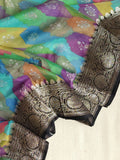 Banarasi Chiffon saree in black with rangkart pattern