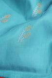 Aqua blue Gadwal saree with meenakari floral border in orange