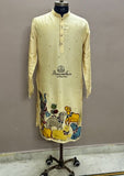 Cream color kalamkari patch work kurta.