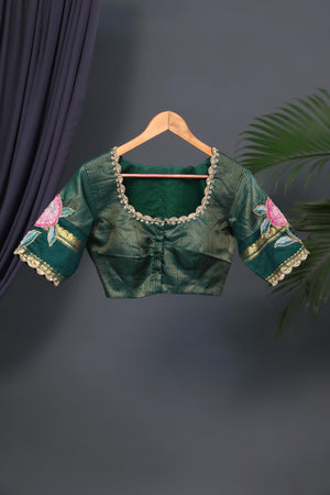 Timeless Gadwal saree with floral appliqué work