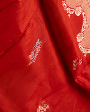 Banarasi Silk Saree in a lovely combo of orange and lavender