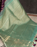 Dark Violet kanjeevaram saree with teal border