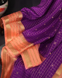 Mysore crepe silk saree in a lovely color combo of purple and peach