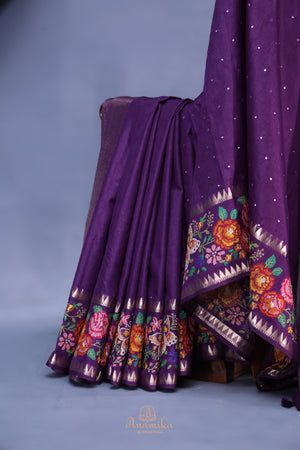 Soft Tussar with a contemporary elegance-Purple