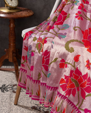 Paithani Tusser Georgette in a new shade of purplish pink