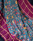 Kalamkari and Bandini fusion on modal silk
