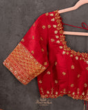 Stunning Gold & Red kanjeevaram saree with digital floral weave