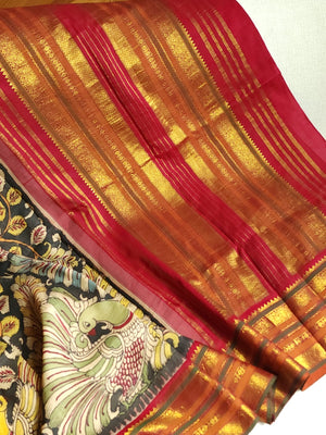A classic kanchi kalamkari saree with a pure Patola blouse